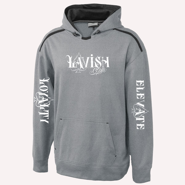 Gray Lavish Cloth Hoodie With Loyalty/Elevate Sleeves