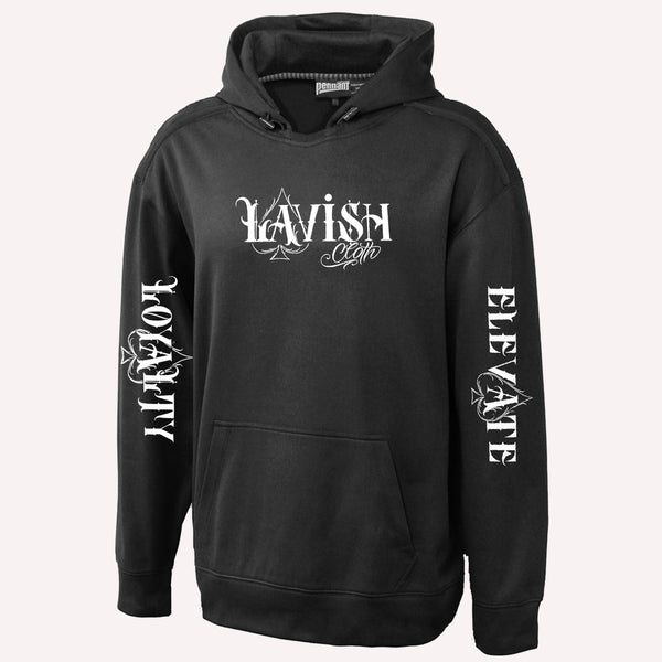 Black Lavish Cloth Hoodie With Loyalty/Elevate Sleeves